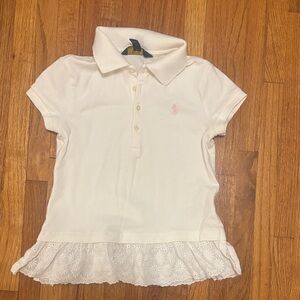 Polo by Ralph Lauren White Kids Polo Shirt with Lace Trim